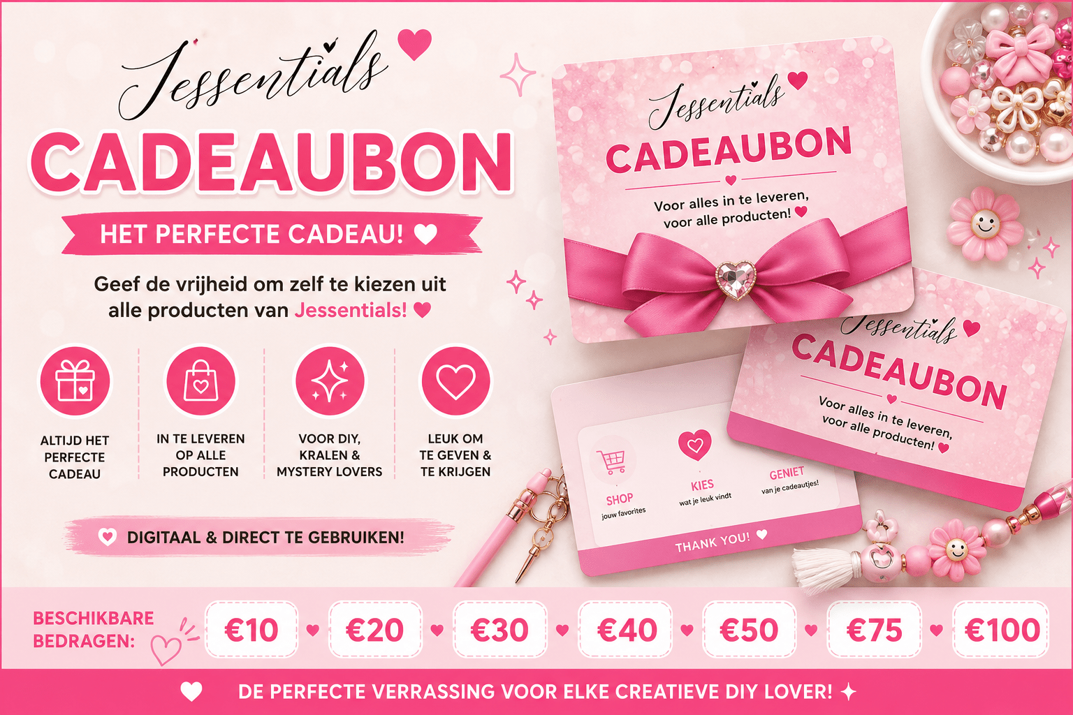 Jessentials Cadeaubon – Het Perfecte Cadeau Voor DIY, Kralen & Mystery Lovers - Jessentials