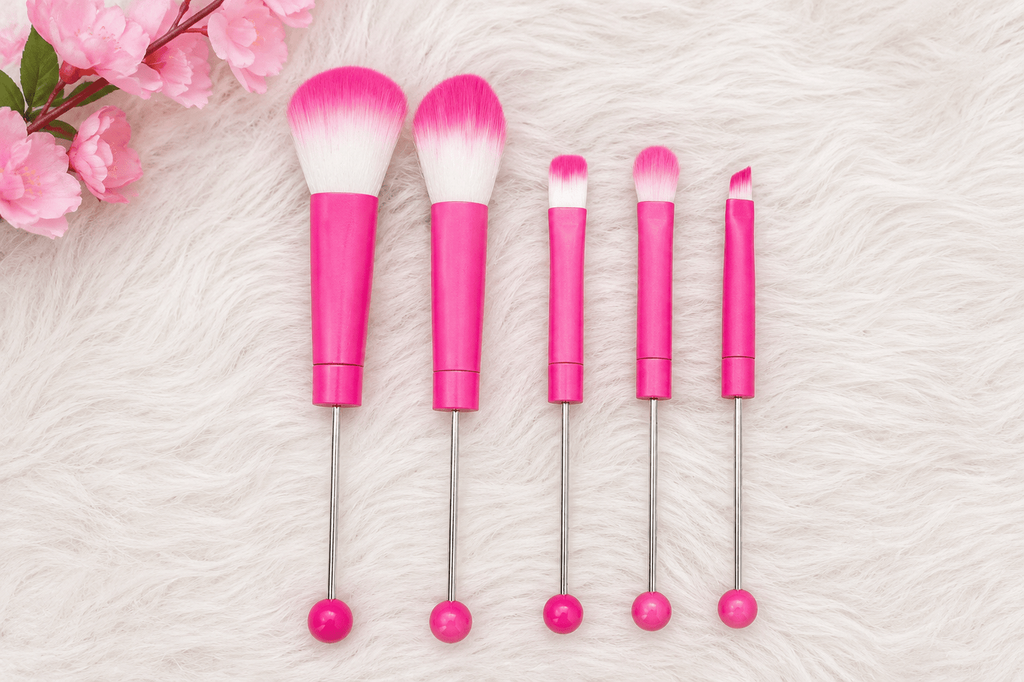 Beadable Make Up Kwasten Set Roze | DIY Beadable Brushes | Kralen Kwasten Set | Beauty Accessoires - Jessentials
