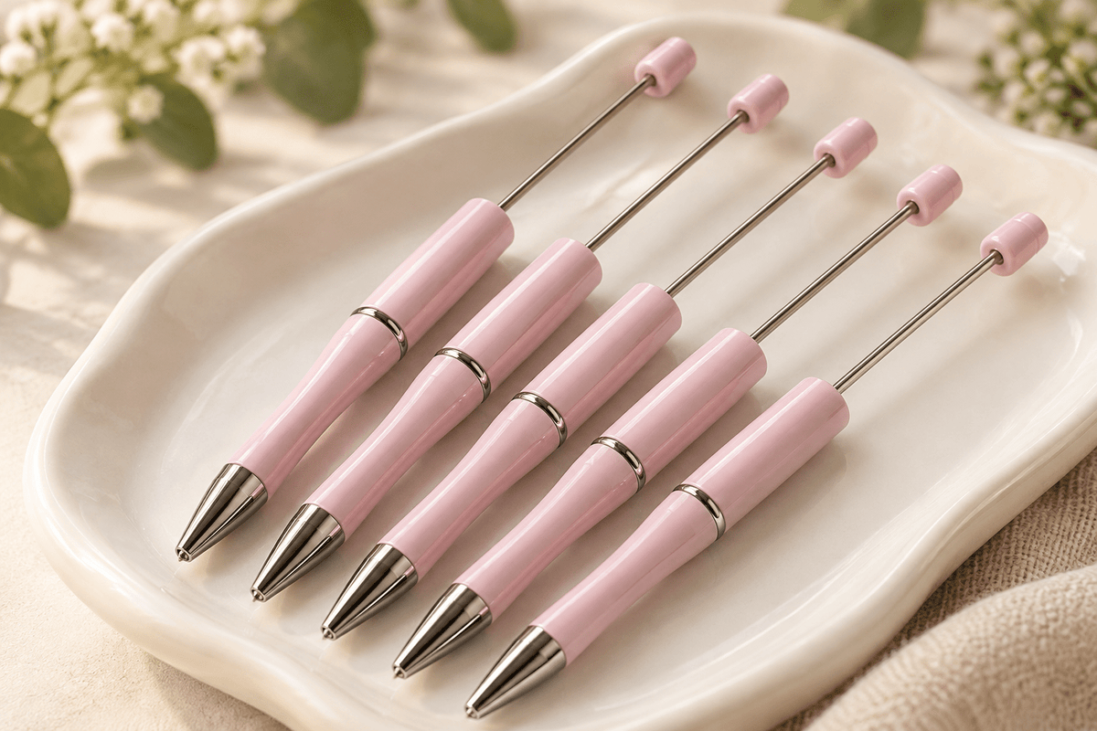 Set van 5 roze beadable pennen om zelf te versieren