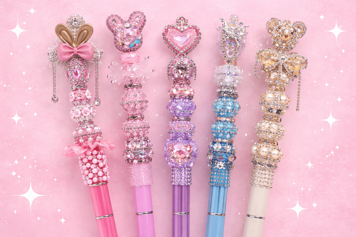 Handgemaakte Beadable Pens met Rhinestones & Fancy Focals – Luxe Kralen Pennen in Verschillende Kleuren - Jessentials